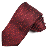 Burgundy and Red Fish Bone Woven Jacquard Silk Tie by Dion Neckwear