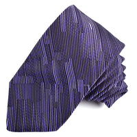 Eggplant and Purple Geometric Stripe Silk Tie by Dion Neckwear