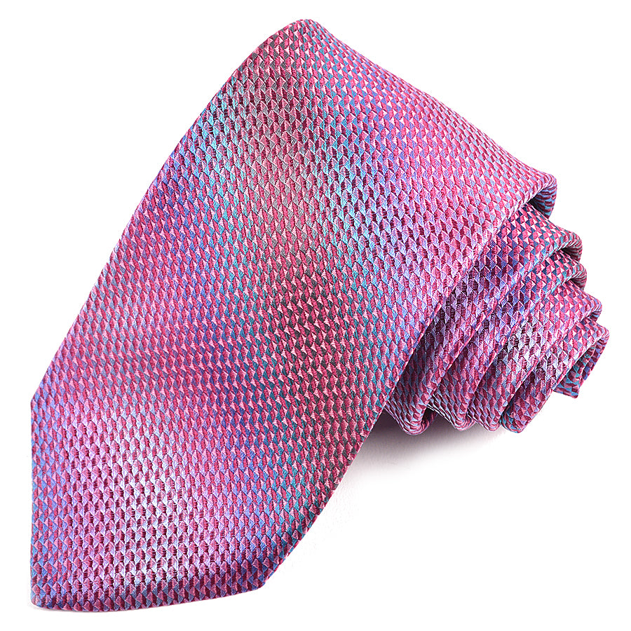 Pink, Berry, and Teal Micro Check Woven Silk Jacquard Tie by Dion Neckwear