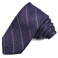 Purple, Grey, and Lavender Donegal Thin Stripe Silk Tie by Dion Neckwear