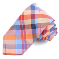 Melon Multi Tartan Plaid Cotton and Silk Woven Jacquard Tie by Dion Neckwear