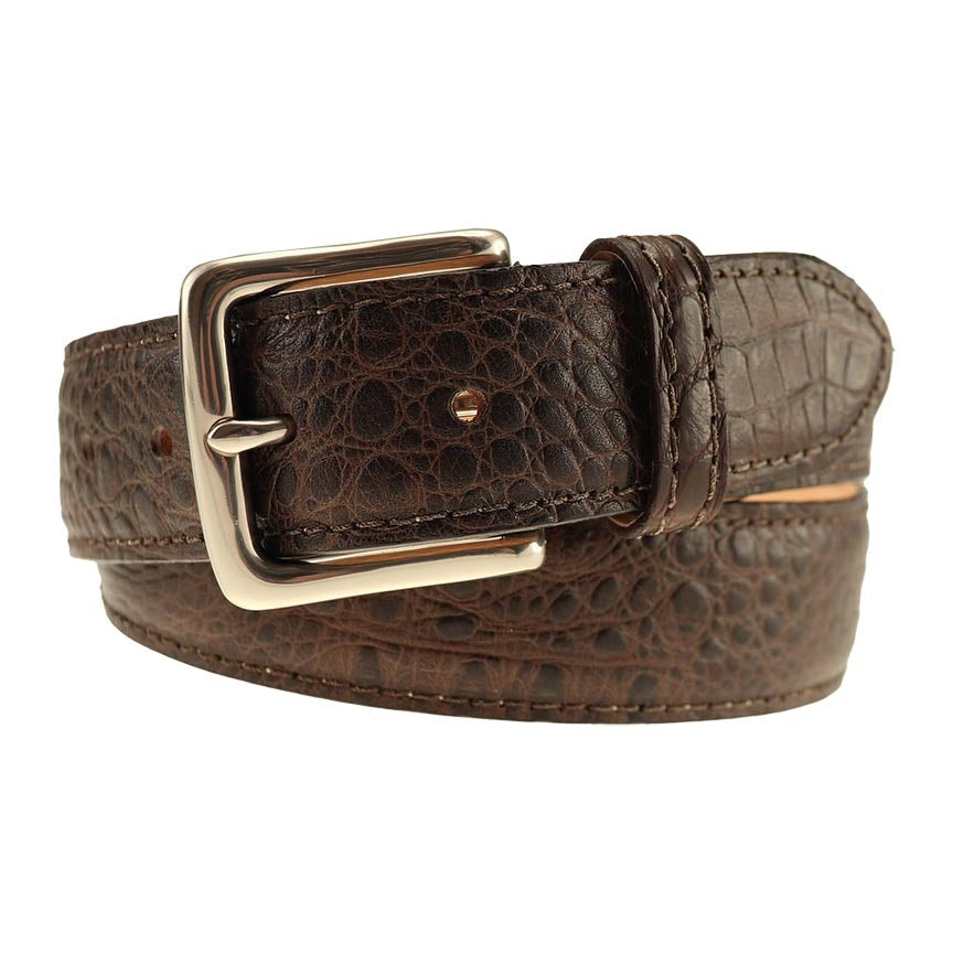 Colombia Croco Embossed Leather Belt in Briar by T.B. Phelps