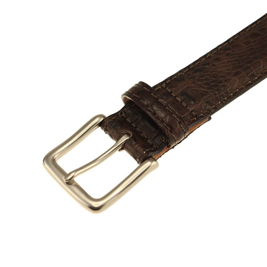 Colombia Croco Embossed Leather Belt in Briar by T.B. Phelps