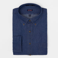 'Dustin' Solid Indigo Denim Cotton Sport Shirt by Batton