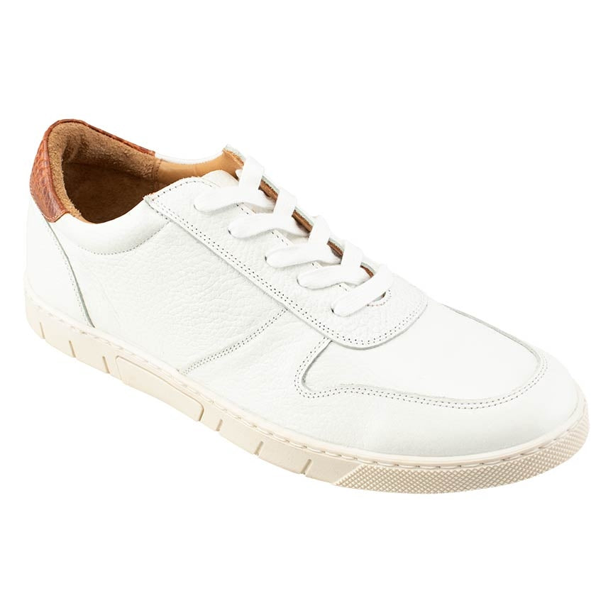 Daytona Tumbled Calfskin Leather Sneaker in White by T.B. Phelps