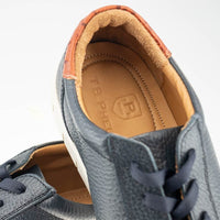 Daytona Tumbled Calfskin Leather Sneaker in Navy by T.B. Phelps