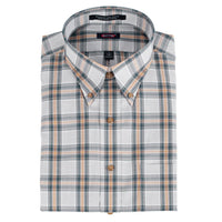 'Howard' Grey, Blue, and Orange Beyond Non-Iron® Cotton Sport Shirt by Batton