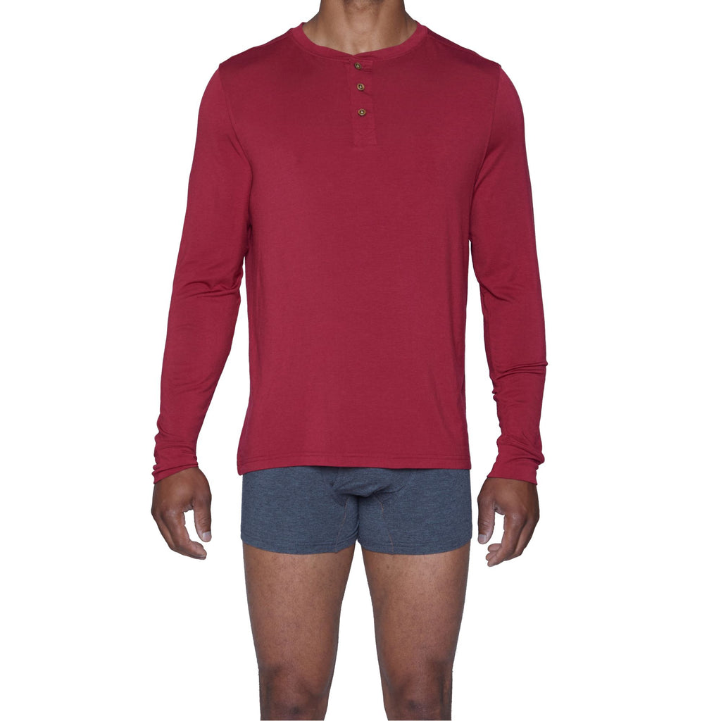 LUXE Cashmere Blend Henley Lounge Shirt in Pewter by Wood Underwear