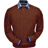Baby Alpaca 'Links Stitch' Sweatshirt-Style Crew Neck Sweater in Rust Heather by Peru Unlimited
