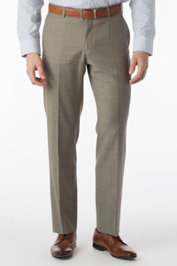 Sharkskin Super 120s Worsted Wool Comfort-EZE Trouser in British Tan (Flat Front Models) by Ballin