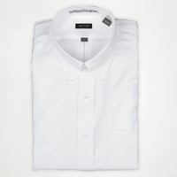 'Terry' Beyond Non-Iron® Royal Oxford Cotton Dress Shirt with Button Down Collar in White by Batton