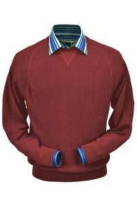 Baby Alpaca 'Links Stitch' Sweatshirt-Style Crew Neck Sweater in New Rust by Peru Unlimited