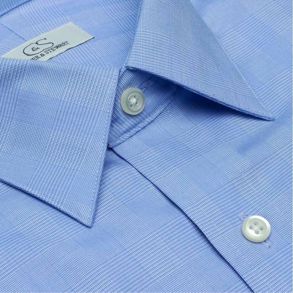 The Belmont - Wrinkle-Free Glen Plaid Cotton Dress Shirt in Blue by Cooper & Stewart