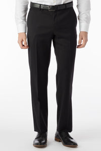 Super 120s Wool Gabardine Comfort-EZE Trouser in Black, Size 40 (Dunhill Traditional Fit) by Ballin