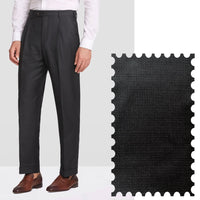 Bennett Double Pleated Super 120s Wool Stretch Fancy Trouser in Brown, Charcoal, and Black Crosshatch (Full Fit) - LIMITED EDITION by Zanella