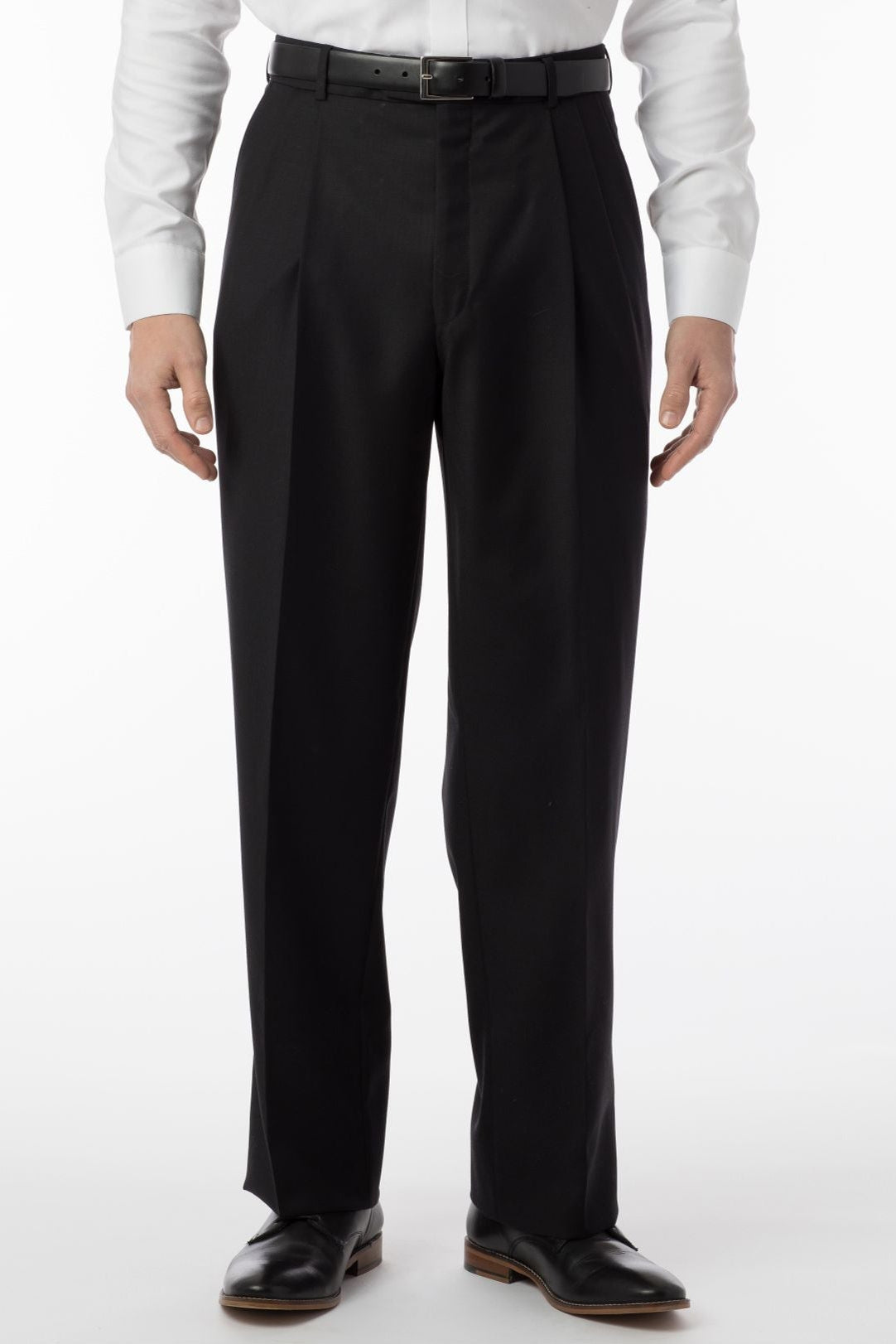 Super 120s Luxury Wool Serge Comfort-EZE Trouser in Black (Manchester Pleated Model) by Ballin