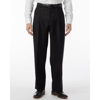 Super 120s Luxury Wool Serge Comfort-EZE Trouser in Black (Manchester Pleated Model) by Ballin