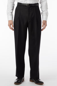 Super 120s Luxury Wool Serge Comfort-EZE Trouser in Black (Manchester Pleated Model) by Ballin