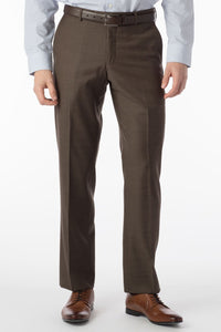 Sharkskin Super 120s Worsted Wool Comfort-EZE Trouser in Chestnut (Flat Front Models) by Ballin