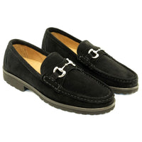 Wharton II Suede Bit Loafer in Black by Alan Payne Footwear