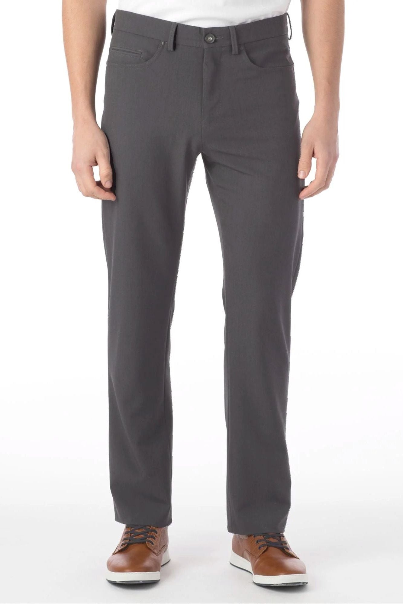 Comfort-EZE 5-Pocket Commuter Bi-Stretch Gabardine Pant in Medium Grey (Connor Modern Fit) by Ballin
