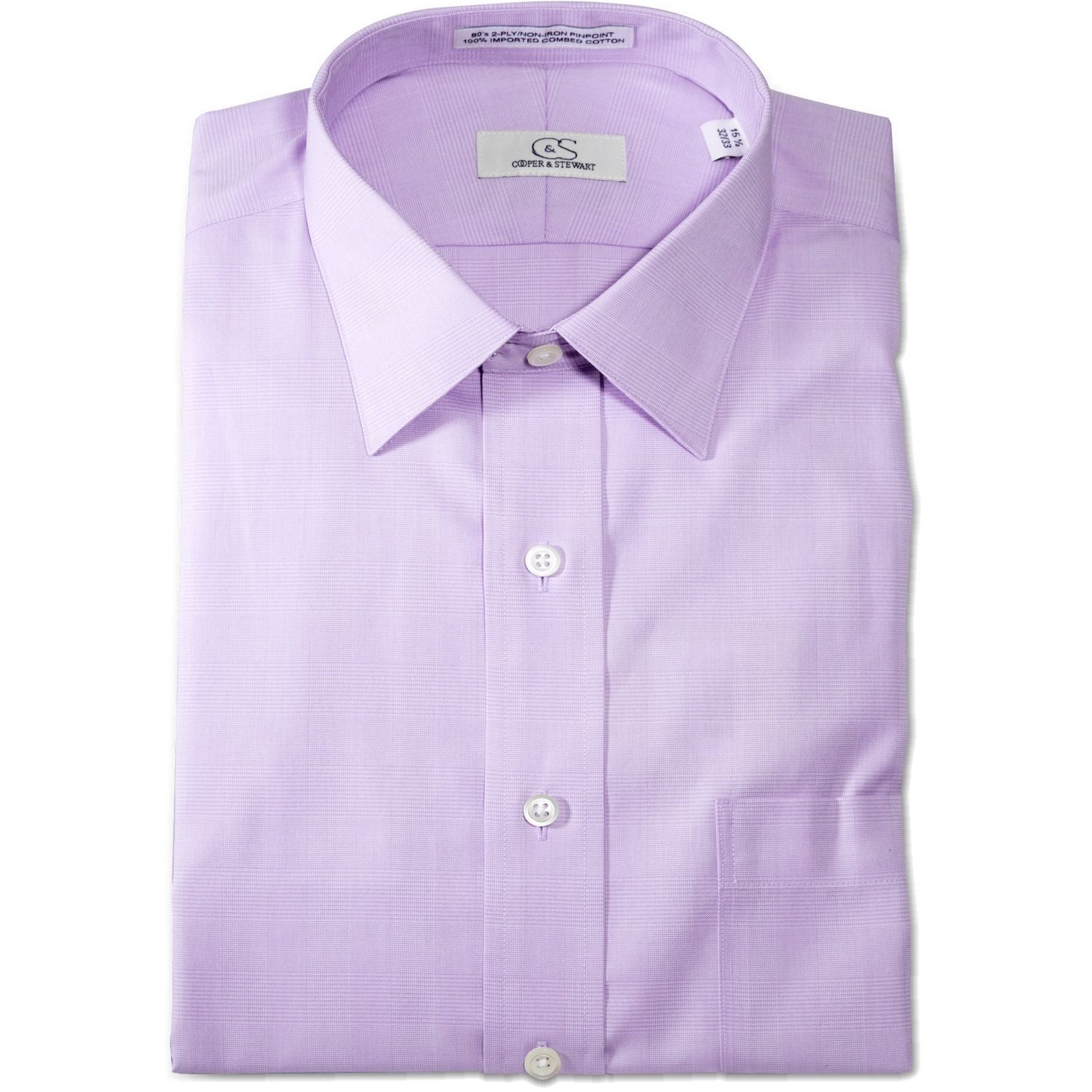The Belmont - Wrinkle-Free Glen Plaid Cotton Dress Shirt in Lavender by Cooper & Stewart