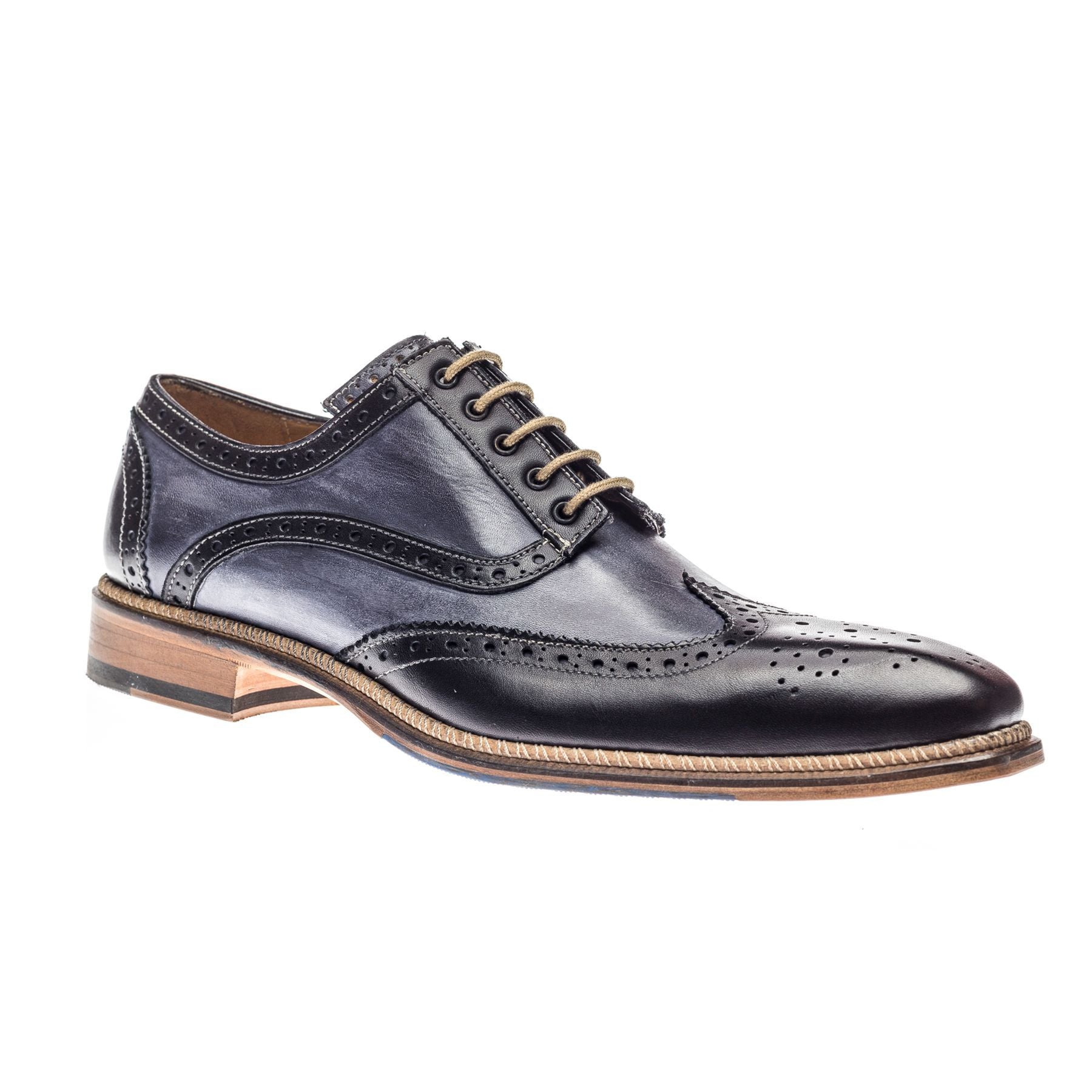 Veloce Wingtip Derby in Black/Anthracite (Size 9 Only) by Jose Real