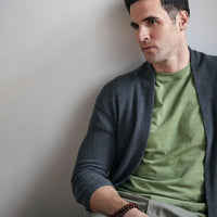 Mélange Crew Neck Peruvian Cotton Tee Shirt in Green Mélange by Left Coast Tee