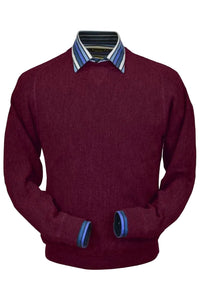 Baby Alpaca 'Links Stitch' Sweatshirt-Style Crew Neck Sweater in Raspberry by Peru Unlimited