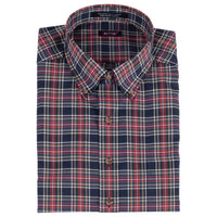 'Conway' Navy Tartan Plaid Beyond Non-Iron® Cotton Twill Sport Shirt by Batton