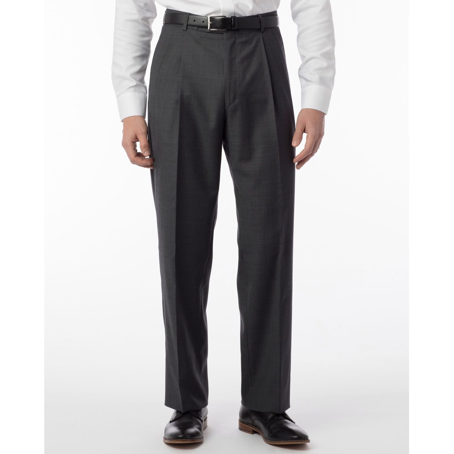 Super 120s Wool Travel Twill Comfort-EZE Trouser in Charcoal Grey (Manchester Pleated Model) by Ballin