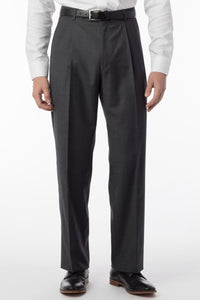 Super 120s Wool Travel Twill Comfort-EZE Trouser in Charcoal Grey (Manchester Pleated Model) by Ballin