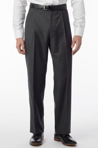 Super 120s Wool Travel Twill Comfort-EZE Trouser in Charcoal Grey (Manchester Pleated Model) by Ballin