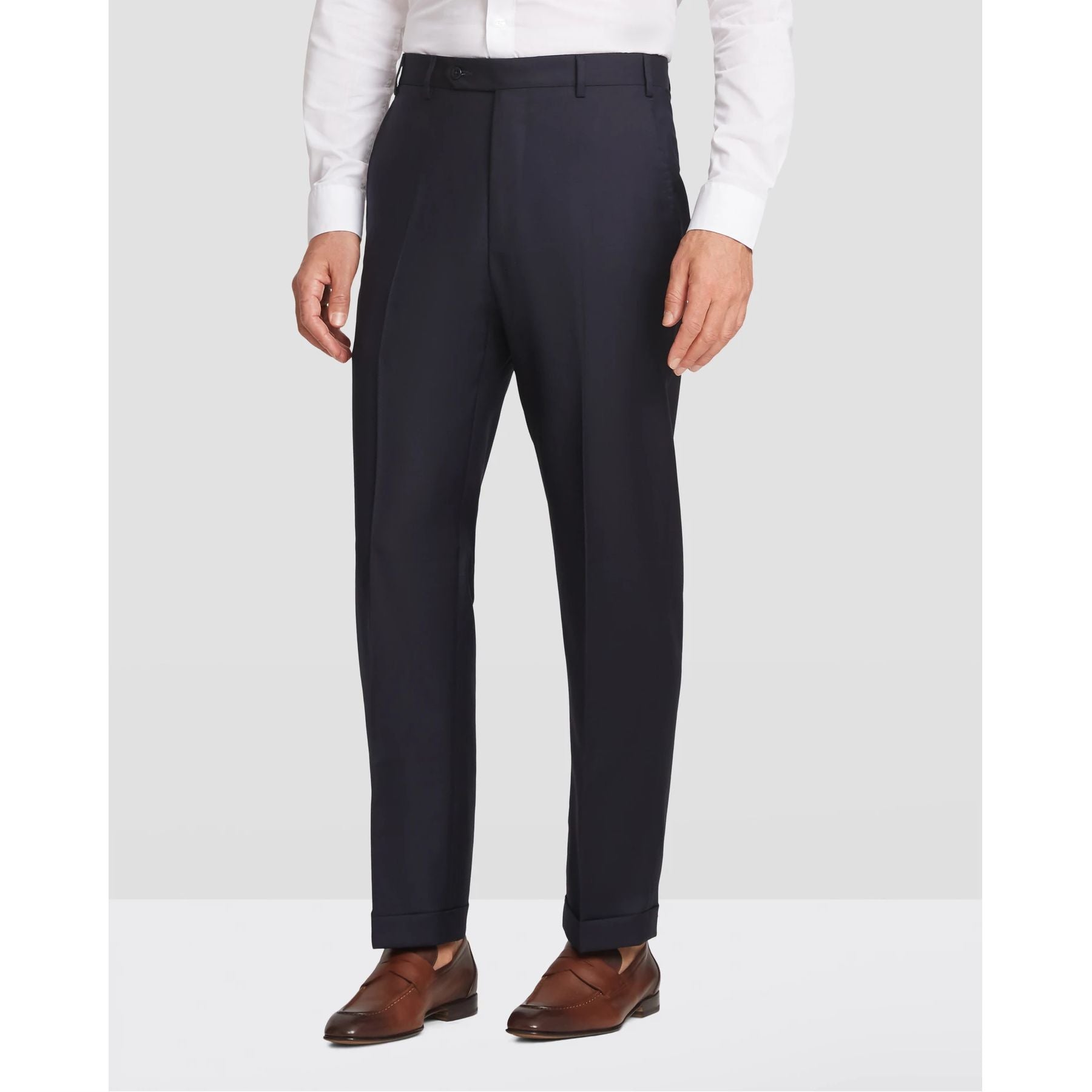 Parker Flat Front Stretch Wool Trouser in Navy (Modern Straight Fit) by Zanella