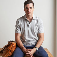 Superfine Hairline Polo in Light Grey by Left Coast Tee