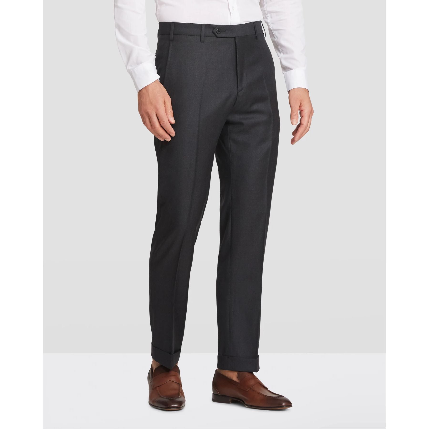 Parker Flat Front Stretch Wool Trouser in Charcoal (Modern Straight Fit) by Zanella