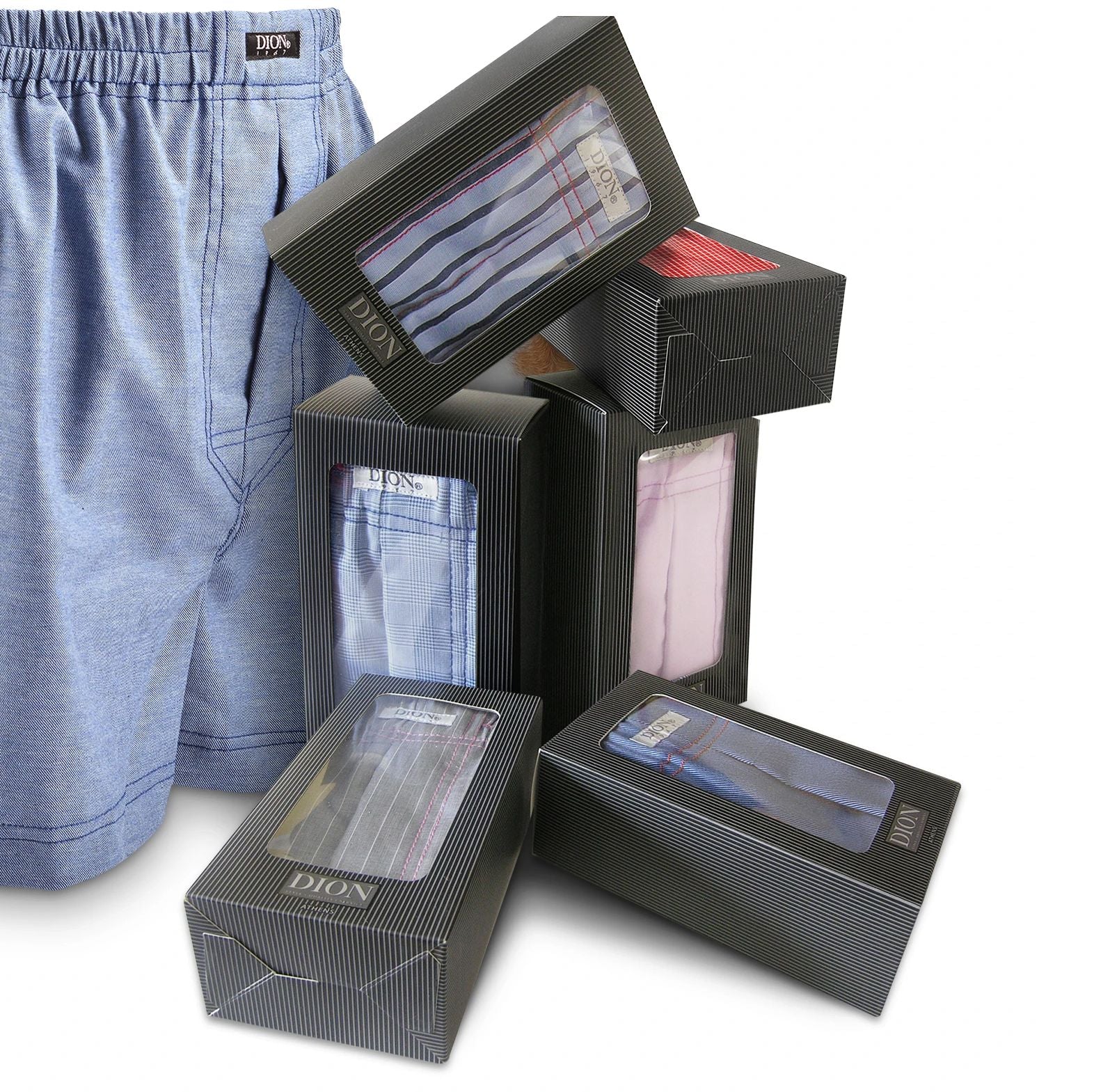 Micro Stripe Cotton Jacquard Boxer Shorts in Tan by Dion