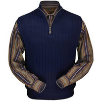 Baby Alpaca 'Links Stitch' Ribbed Zip-Neck Sweater Vest in Navy by Peru Unlimited