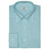 The Denison - Wrinkle-Free Fine Line Stripe Cotton Dress Shirt with Button-Down Collar in Mint (Size 16 1/2 Tall Fit) by Cooper & Stewart