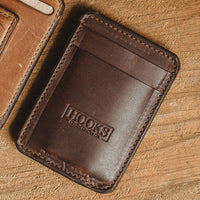 Brown Nut Horween Leather Magnetic Money Clip Wallet by Hooks Crafted Leather Co