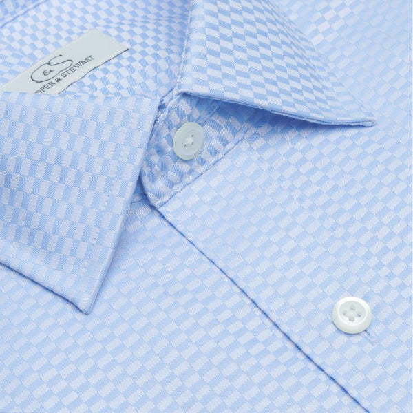 The Washington - Wrinkle-Free Tonal Check Cotton Dress Shirt in Blue (