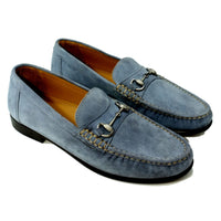 Snaffle Suede Bit Loafer in Light Blue by Alan Payne Footwear