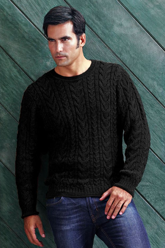 Baby Alpaca Cable Knit Crew Neck Sweater (Choice of Colors) by Peru Unlimited