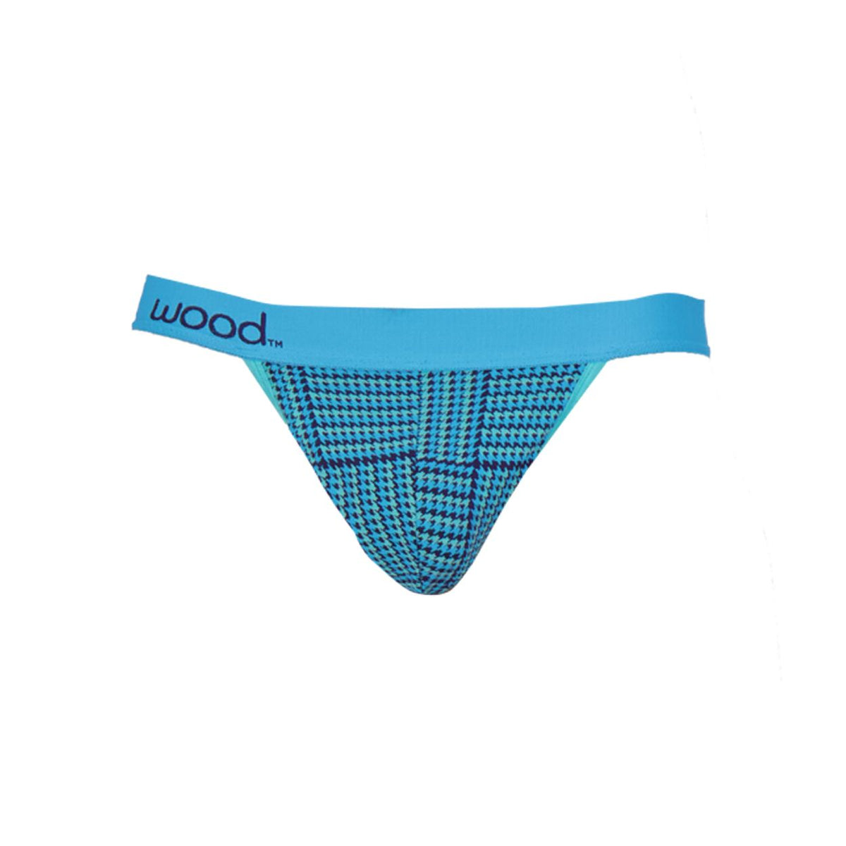 Thong in Blue Houndstooth by Wood Underwear