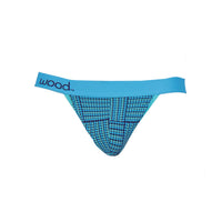 Thong in Blue Houndstooth by Wood Underwear