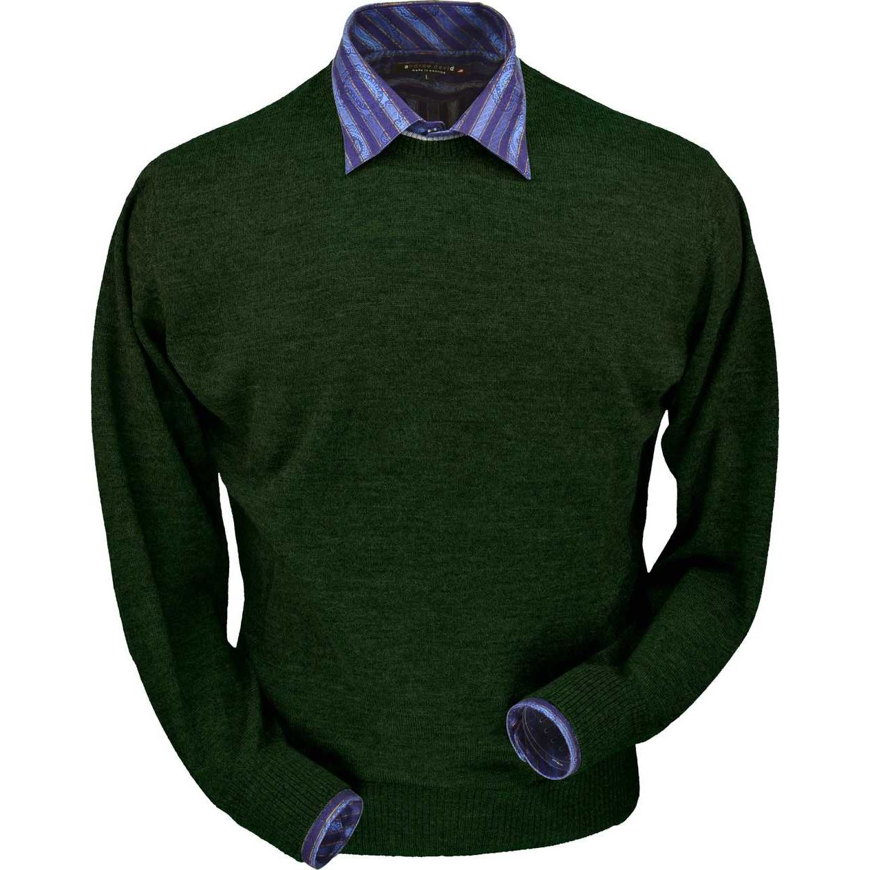 Royal Alpaca Crew Neck Sweater in Hunter Green Heather by Peru Unlimit