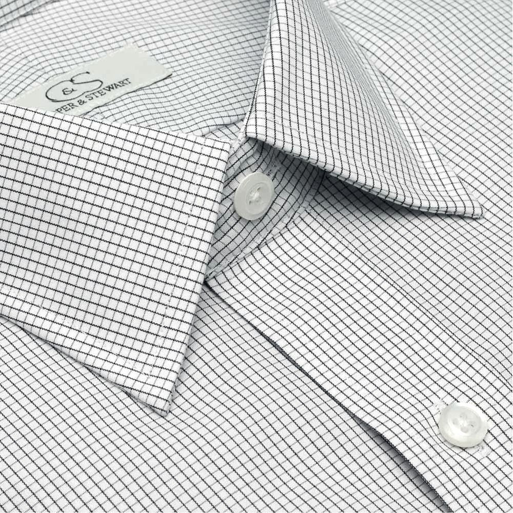 The Dover - Wrinkle-Free Graph Check Cotton Dress Shirt in Black by Cooper & Stewart