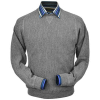 Baby Alpaca 'Links Stitch' Sweatshirt-Style Crew Neck Sweater in Silver Grey Heather by Peru Unlimited