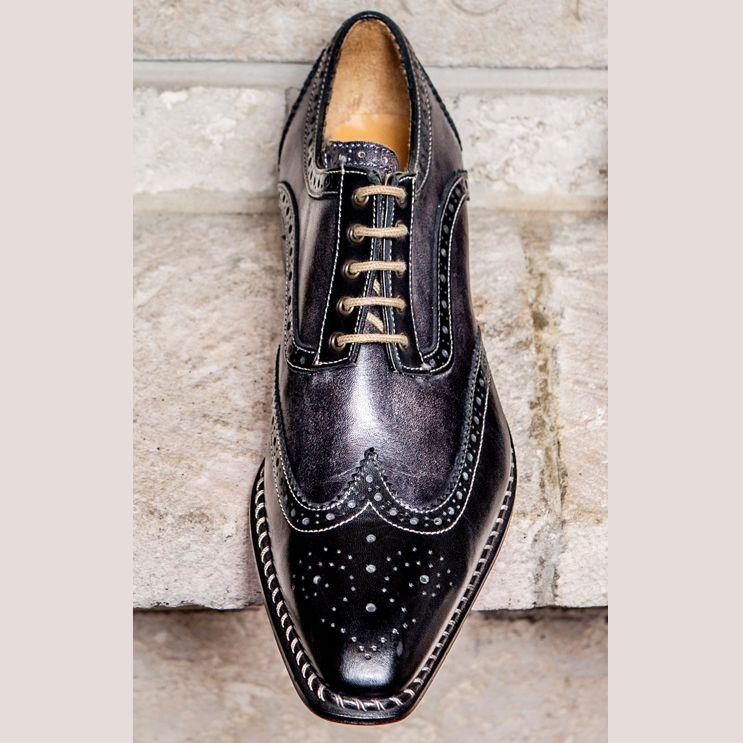 Veloce Wingtip Derby in Black/Anthracite (Size 9 Only) by Jose Real