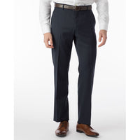 Super 120s Wool Gabardine Comfort-EZE Trouser in Navy Mix, Size 31 (Dunhill Traditional Fit) by Ballin